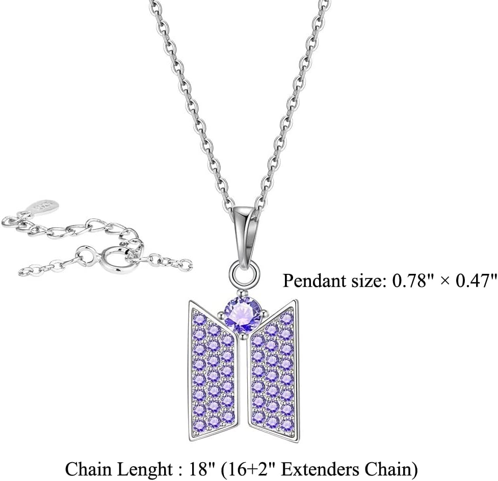 KPOP Necklace Pendant Bangtan Boys Merchandise Cubic Zirconia Jewelry for Army Fans Gift