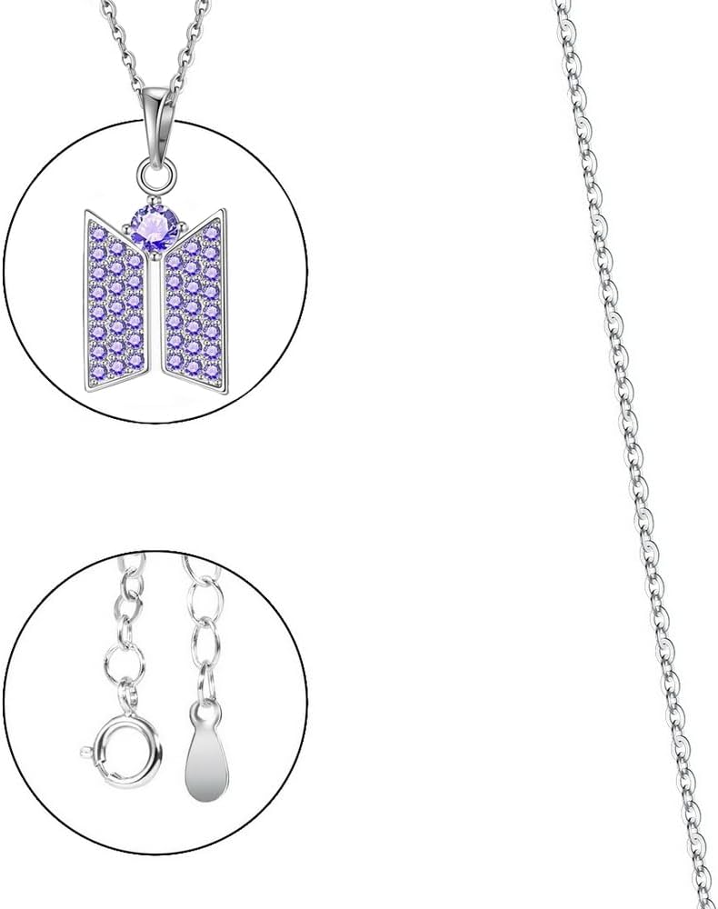 KPOP Necklace Pendant Bangtan Boys Merchandise Cubic Zirconia Jewelry for Army Fans Gift