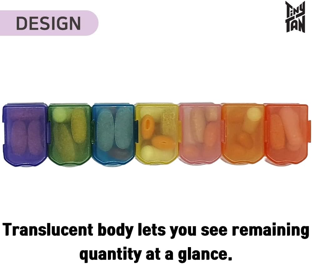 BTS Merchandise Official Licensed Kpop Merch - TinyTAN Character Daily Portable Detachable Pill Organizer Dispenser Vitamin Case Medicine Box (Dynamite)