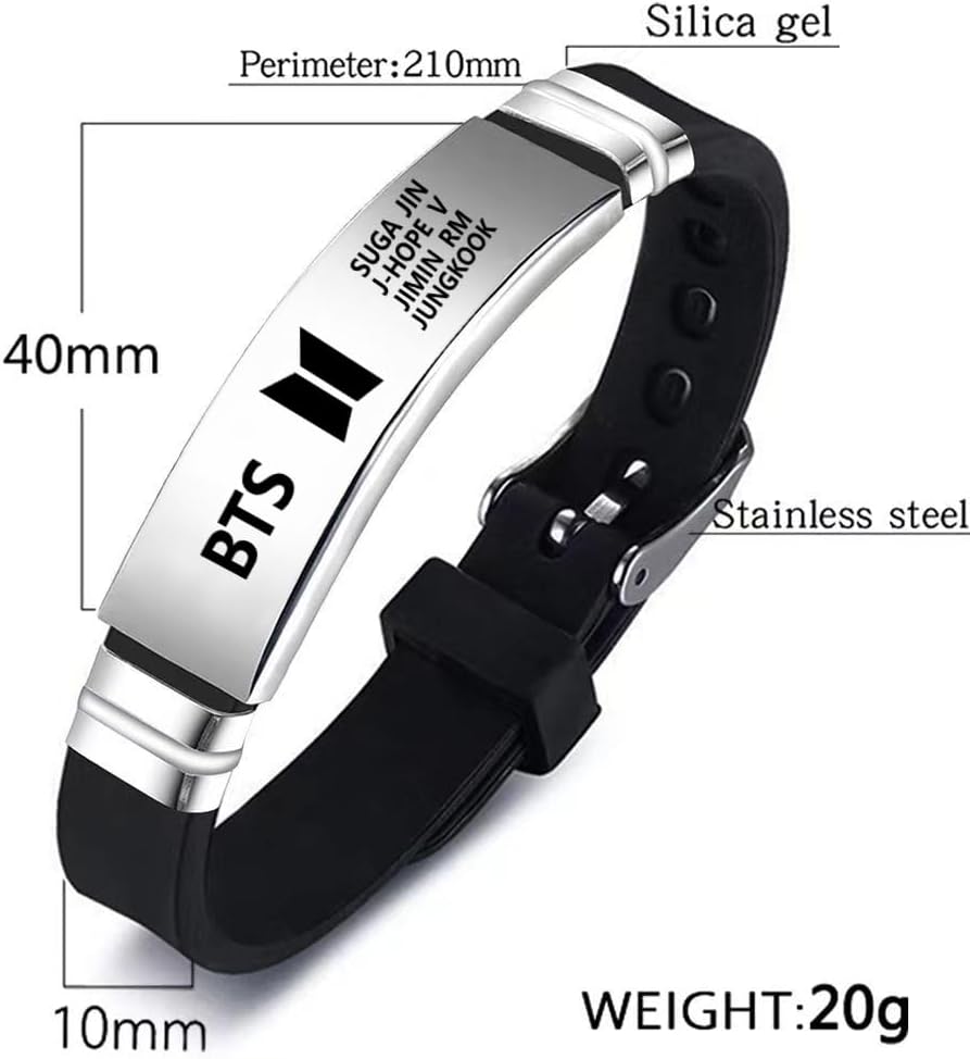 2 Pack BTS Merch Bracelets, BTS Charm Silicone Bracelets Jewelry for gifts