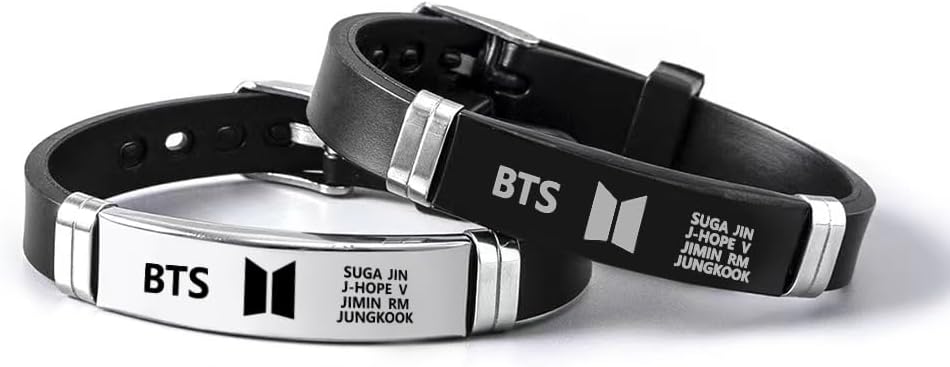 2 Pack BTS Merch Bracelets, BTS Charm Silicone Bracelets Jewelry for gifts