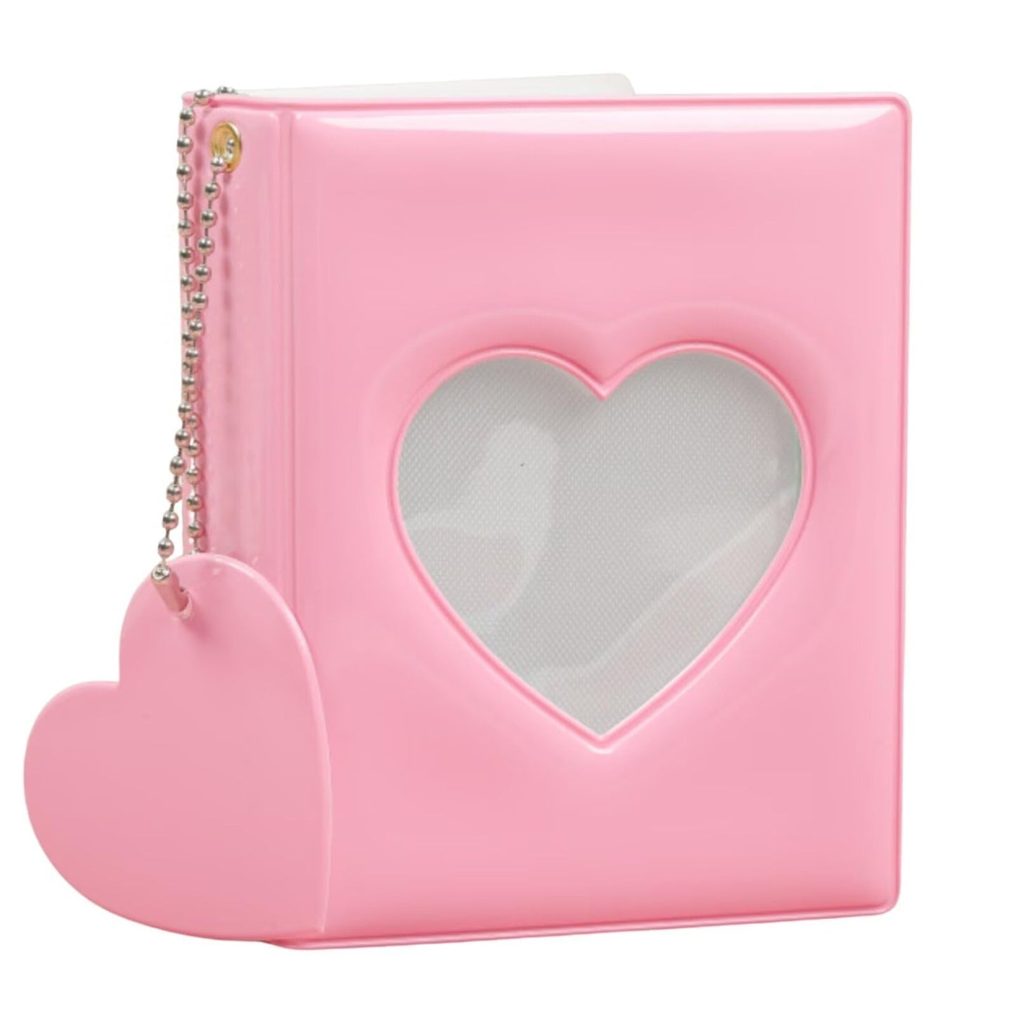 3 Inch Mini Photocard Album Kpop Photocard Binder, Catcan Photo Card Holder Book 40 Pockets with Pendant, Love Heart Hollow Out Photocard Binder for Collecting Picture, Green Bear