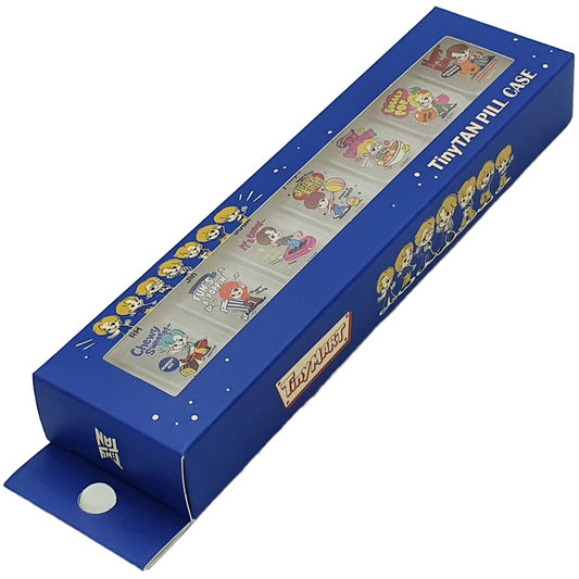 BTS Merchandise Official Licensed Kpop Merch - TinyTAN Character Daily Portable Detachable Pill Organizer Dispenser Vitamin Case Medicine Box (Dynamite)