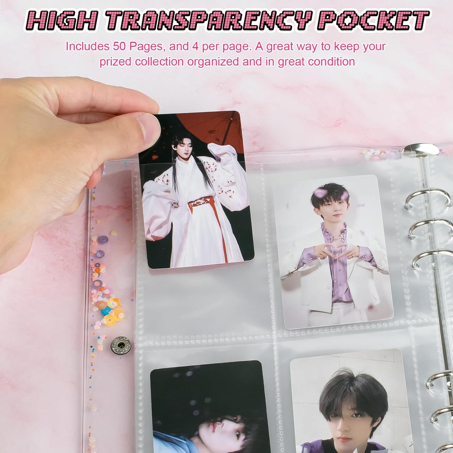 A5 Photocard Binder, Clear K-Pop Korean Pop Photocard Holder Binder Book, 200 Pockets Instax Photo Album for Polaroid Snap Kpop Photocard Holder Book/Fujifilm Instax Mini photocard album