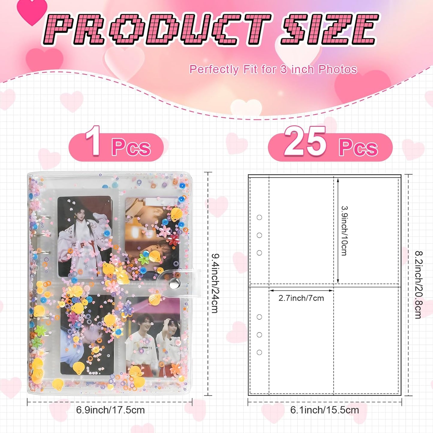 A5 Photocard Binder, Clear K-Pop Korean Pop Photocard Holder Binder Book, 200 Pockets Instax Photo Album for Polaroid Snap Kpop Photocard Holder Book/Fujifilm Instax Mini photocard album