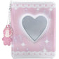 3 Inch Mini Photocard Album Kpop Photocard Binder, Catcan Photo Card Holder Book 40 Pockets with Pendant, Love Heart Hollow Out Photocard Binder for Collecting Picture, Green Bear