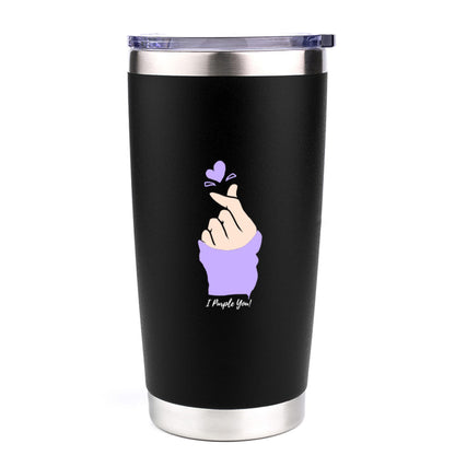 LALC KPOP Insulated Tumbler- 20 oz Stainless Steel Cup with Lid for Coffee, Juice, Water, & Wine- Wine Tumbler Gift for KPOP Fans (White)