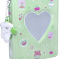 3 Inch Mini Photocard Album Kpop Photocard Binder, Catcan Photo Card Holder Book 40 Pockets with Pendant, Love Heart Hollow Out Photocard Binder for Collecting Picture, Green Bear
