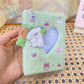 3 Inch Mini Photocard Album Kpop Photocard Binder, Catcan Photo Card Holder Book 40 Pockets with Pendant, Love Heart Hollow Out Photocard Binder for Collecting Picture, Green Bear