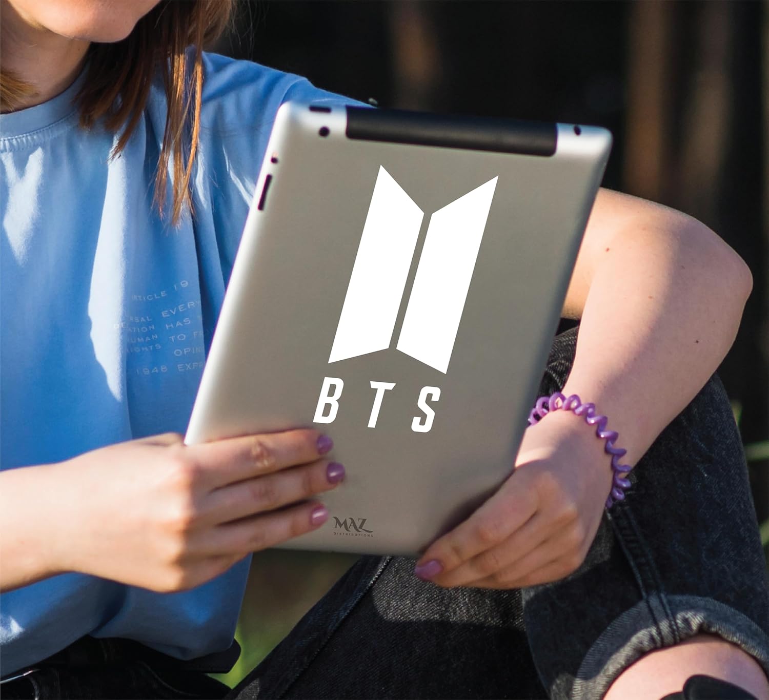 MAZ DISTRIBUTIONS – BTS Fan Club Sticker – Vinyl Campers Decal for Laptop – Removable Waterproof Sticker for Waterbottle – Useable Indoor and Outdoor – Easy use for Car, Van, SUV and Bag – MAZ- 379